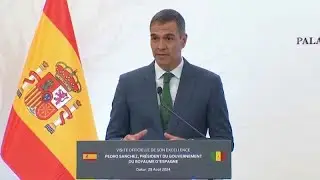 Spain's Prime Minister Pedro Sanchez attends a press conference in Dakar