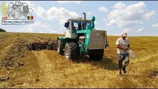 Дискование почвы на т-150к после уборки пшеницы /Moldova