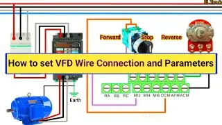 VFD Connection with 3 phase Motor | VFD Forward Reverse Wiring | How to set VFD Parameter Setting