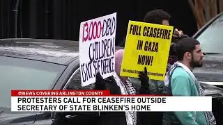 Pro-Palestinian protestors call for a ceasefire, demonstrate outside Secretary Blinkens home