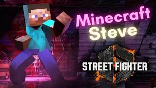 Minecraft Steve over Ryu on Street Fighter 6