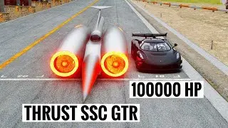 Thrust SSC GTR vs 100000 Koenigsegg Black Devil at Special Stage Route X