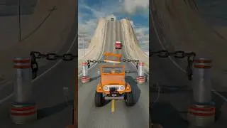 Cars & Cement Truck vs Chained Bollards Poles - BeamNG.Drive