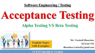SE 48 : Acceptance Testing with Example | Alpha  VS Beta Testing
