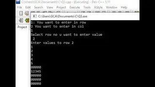 Using (5x5) matrix in which user can insert data in specific ROW and Column and rest fill with zero.