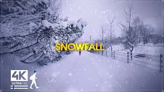 Snowfall Walk in the Streets of Finland - Slow TV 4K