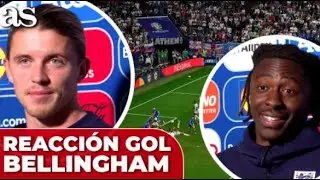 Los JUGADORES de INGLATERRA REACCIONAN al GOLAZO de BELLINGHAM