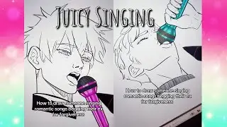 Drawing mouth licking a microphone while singing