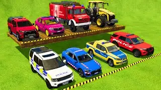 TRANSPORTING TRACTOR, FIRE DEPARTMENT, ALL POLICE CARS WITH MAN TRUCKS ! Farming Simulator 22