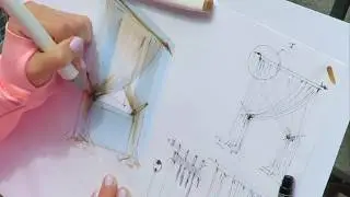🎓КАК НАРИСОВАТЬ ШТОРУ: текстура ткани в интерьерном скетчинге