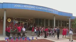 Pershing Elementary School students return to class Monday morning