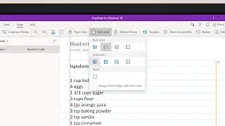 How to add Rule Lines in OneNote for Windows 10