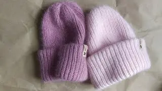 Шапка из пуха норки спицами с двойным отворотом ❤ шапочка такори из пуха норки /ангоры