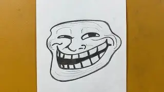 How to draw troll face ( original ) step-by-step | Easy to draw