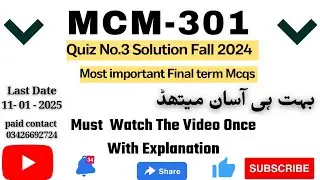MCM301 - Communication skills (Quiz-3) 💯 percent verified Answers
