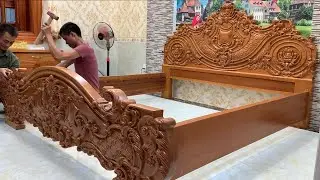 Amazing Idea Build A King Size Bed From Monolithic Hardwood // Extremely Skillful Woodworking Skills