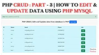 PHP CRUD PART - 3 | How to Edit and Update data in the database in PHP MySQL | PHP 2023