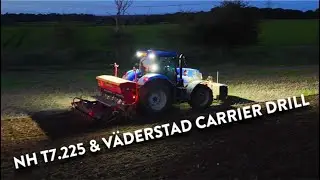 4Kᵁᴴᴰ October 2024: New Shoots drilling after dark with a New Holland T7.225 & Väderstad Carrier CRD