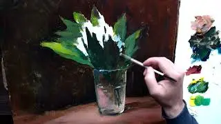 How to paint a bouquet of white flowers. Easy Canvas Painting for Beginners