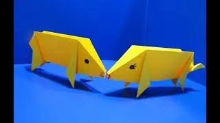 Свинья оригами. Просто сделать!🐸 Как сделать поросенка из бумаги? ПОДЕЛКИ из БУМАГИ своими руками