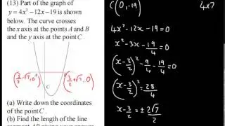 C1 - Quadratic Functions 5 -  Exam Style Questions 1   AS Maths