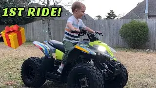 Polaris Outlaw 50cc ATV ~ 3 Years Old ~ Grant's Big Christmas Surprise! ~