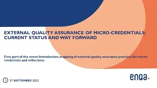 External quality assurance of micro-credentials, 27 September 2022, Part 1 (presentations)