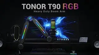 TONOR T90 RGB Gaming Mic Boom Arm Stand for Blue Yeti, HyperX QuadCast, Shure SM7B, Rode NT1