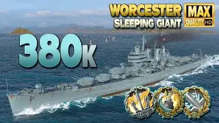 Cruiser Worcester: Huge 380k on map Sleeping Giant - World of Warships