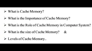 What is Cache Memory | What is the role of Cache memory | Cache memory and its Three levels