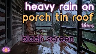 [Black Screen] Heavy Rain on Porch Tin Roof No Thunder | Rain Ambience | Rain Sounds for Sleeping