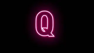 Neon Q green screen text , blinking alphabet green screen