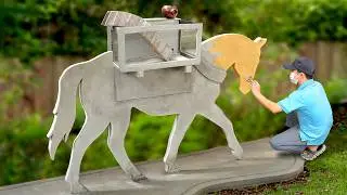 How I build amazing horse shaped aquarium from cement