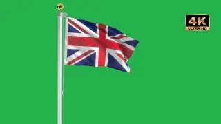 United Kingdom Flag Waving green screen