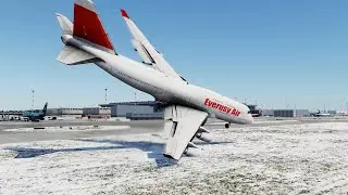 Terrifying Moment Plane Skids Off Icy Runway