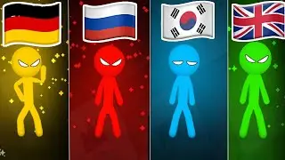 Germany vs Russia vs Korea vs England in the game STICKMAN PARTY | Which Country is the Best?