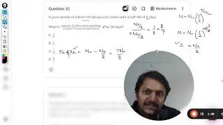 A pure sample of iodine-131 decays into xenon with a half-life of 8 days.What is number of