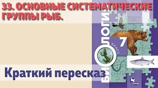 33. Основные систематические группы рыб. Биология 7 класс.  Краткий пересказ.