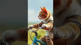 Cat riding bike!