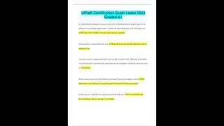 UiPath Certification Exam Latest 2023 Graded A+