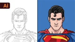 Adobe Illustrator Tutorial - Create Superman Character from Sketch (HD)