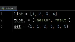 Listen, Tupel und Sets. Was sind die Unterschiede? - Python Tutorial (Deutsch)