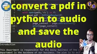 Python Beginner Project (Convert PDF to mp3 audio in Python)