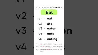Eat Verb Forms: V1, V2, V3, V4, V5 with Examples! English V1 V2 V3 V4 V5 List #verbs #grammar