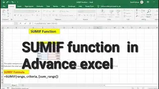 Sumif formula in excel | sumif function in excel | sumif function | how to use sumif in excel