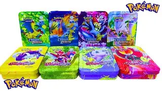 UNBOXING CRWON ZENITH, SCARLET & VIOLET POKEMON TINS BOX | Weird Collection of Pokemon Tin Box #yt