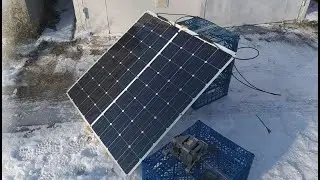 Солнечные батареи 100 ватт зимой. Запускаю мотор стиральной машины.