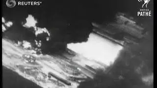 KOREA: Aircraft carrier planes raid Korean supply depot (1950)