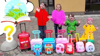 Luggage Suitcase Toys + more Childrens Songs and Videos with Five Kids