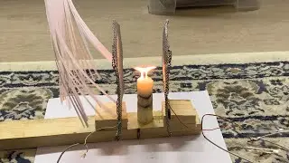 Effect of electric field on a candle flame ( ionic wind )